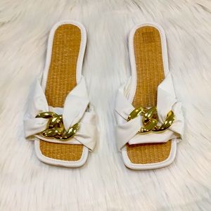white sandals